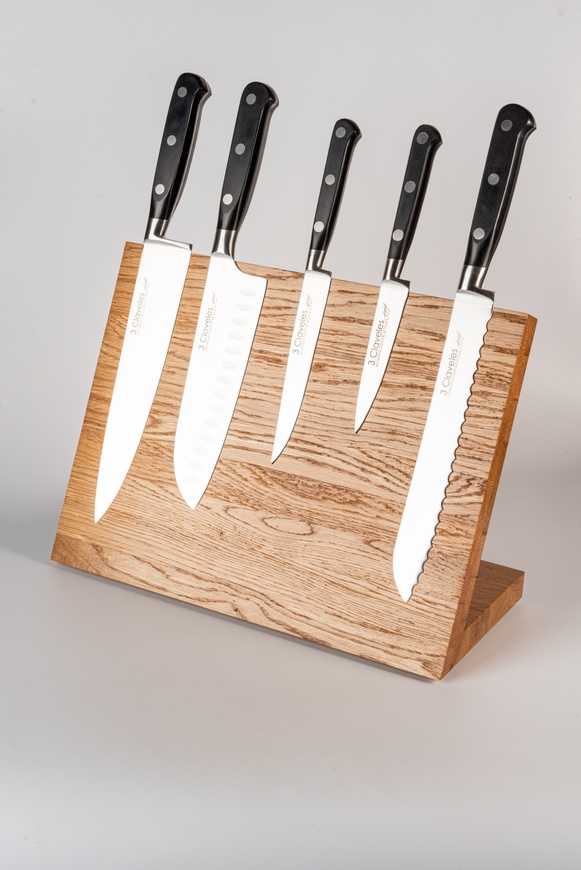 Кутовий настільний тримач для ножів з магнітом, дуб, 32х13х22, OSAKA HAMONO ™ OH5021