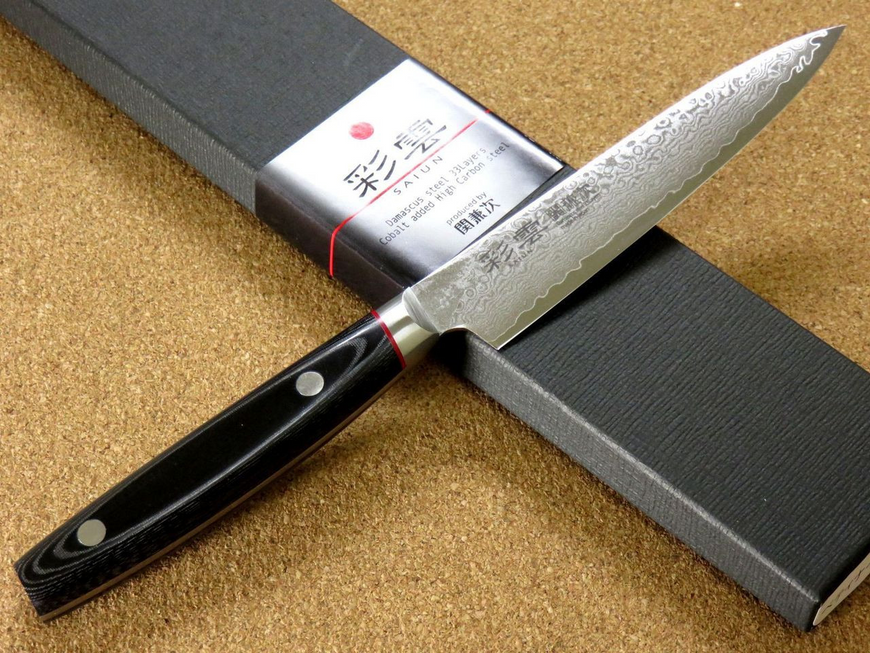 Нож универсальный 120 мм, VG-10 33 слоя Дамаск, Kanetsugu SAIUN 9001, Япония