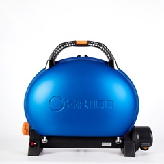 Портативний переносний газовий гриль O-GRILL 500T, синій + адаптер А-Тип