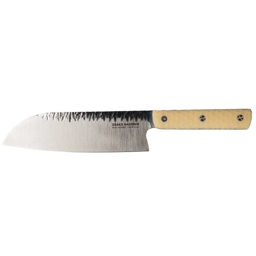 Kitchen knife Santoku 18.5 cm, Aoto, cream, 1.4116 Cryo, Osaka Hamono, OH1011, Ukraine