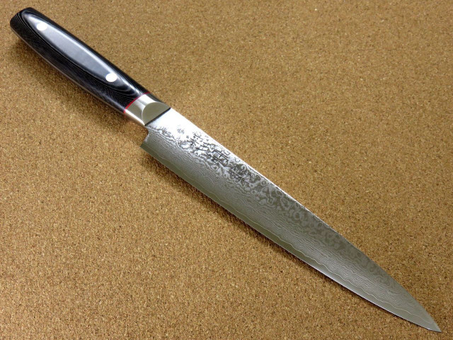 Knife slicer 210 mm, VG-10 33 layers Damask, Kanetsugu SAIUN 9009, Japan