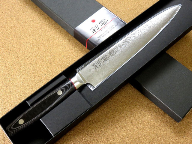 Knife slicer 210 mm, VG-10 33 layers Damask, Kanetsugu SAIUN 9009, Japan