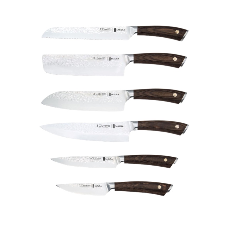 Set of 6 Kitchen Knives, SAKURA 3claveles OH0002, Spain