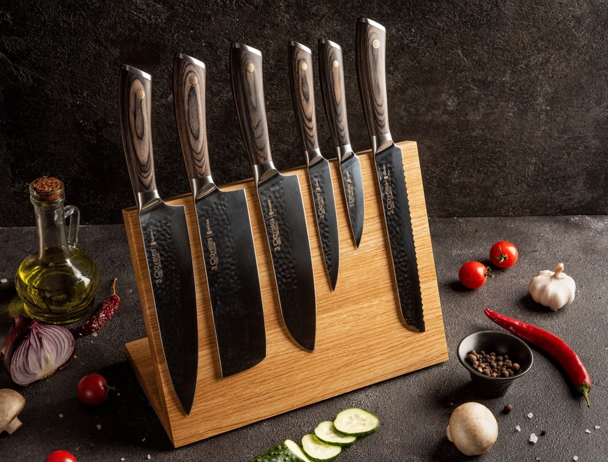 Corner table knife holder with magnet, oak, 20х13х22, OSAKA HAMONO ™ OH5121